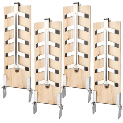 Produktbild von karpal 4er-Set Flammlachsbrett Raeucherbrett Flammlachsbretter mit neigbare Edelstahl Halterungen fuer Feuerschalen, BBQ Grill, Outdoor Grill