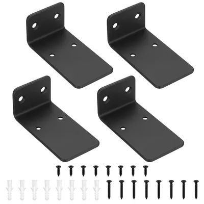 Image de Support d'étagère flottant - 9 cm - Noir - Invisible - Lot de 4