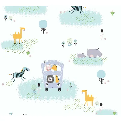 Immagine prodotto di Carta da parati in tessuto non tessuto 38114-1 Little Love Safari blu giallo