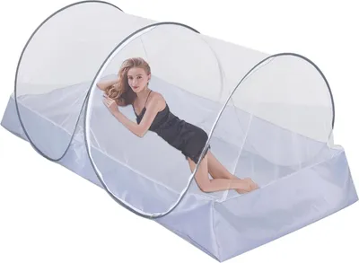 Produktbild von Faltbares Moskitonetz Für Einzelbett, Pop-up Moskitonetz Bett Für Camping Parks Hinterhöfe, Outdoor Fliegennetz Mit Seitlichem Reißverschluss