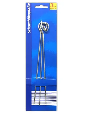 Produktbild von 3er Pack Schaschlikspieße Fleischnadel Spicknadel Metallspieße Grillspieße