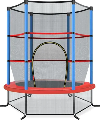 Obrázok produktu pre Záhradná trampolína Ø140 cm s ochrannou sieťou trampolína s nosnosťou do 135 kg pre deti od 3 rokov, námornícka modrá