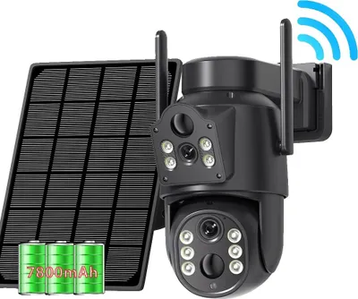 Image de Caméra de surveillance, double objectif, alimentation solaire, 2 caméras sans carte