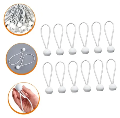 Produktbild von 50 Stück Bungee-Gummiseile mit Kugel 20 cm Weiß für Zelt- und Planenspanner