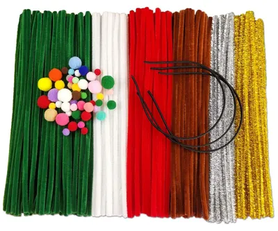Bastelset 353-teilig: 300 Chenilledraht, 50 Pompons, 3 Haarbänder