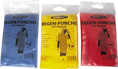 Produktbild von 1 Stück Regen-Poncho mit Kapuze in verschiedenen Farben sortiert Regenponcho