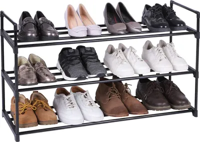 Produktbild von Schuhregal 3 Ebenen schwarz Metall 92 cm LOFT