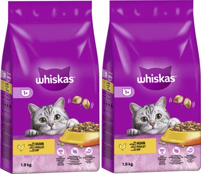 Produktbild von WHISKAS® Beutel Trocken Adult 1+ mit Huhn 2 x 1,9kg