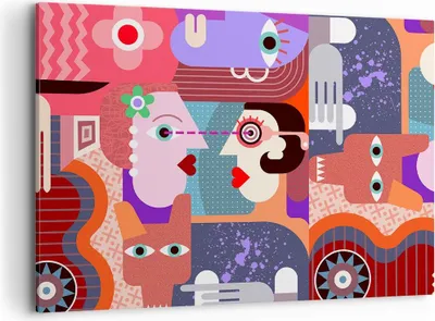Produktbild von Bild auf Leinwand - Leinwandbild - Abstraktion modern - 100x70cm - Wand Bild - Wanddeko - Leinwanddruck - Bilder - Kunstdruck - Wanddekoration - Leinwand bilder - Wandkunst - AA100x70-3984