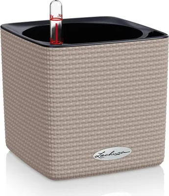 Obrázok produktu pre LECHUZA CUBE Color 14, Kvetináč, Voľne stojace, Recyklovaný plast, Hnedá, Piesková, Štvorec, Vnútorný