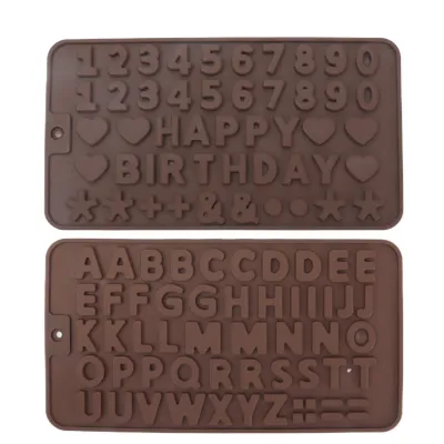 Produktbild von 6 Stück Silikon-Buchstabenform, wiederverwendbare Zahlen-Schokoladenformen für Geburtstagstorten-Dekorationen, Party