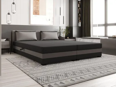 Produktbild von Doppelbett 160x200 ZAJDA DOUBLE 2 mit Stauraum - grau / hellgrau