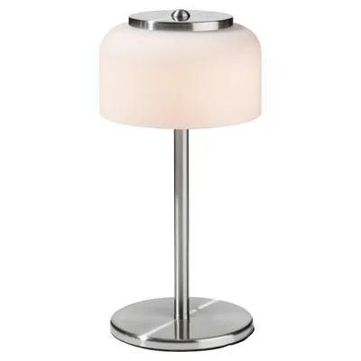 Produktbild von LED-Tischlampe - H 33 cm - Nickelfarben - Weiß - Metall - Glas