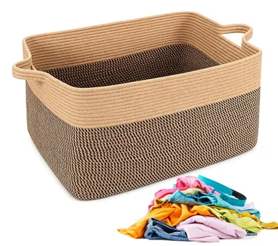 Imagen del producto de Solidchoice - Gran cesta de almacenamiento de cuerda de algodón, 48 x 34 x 28 cm, con asas