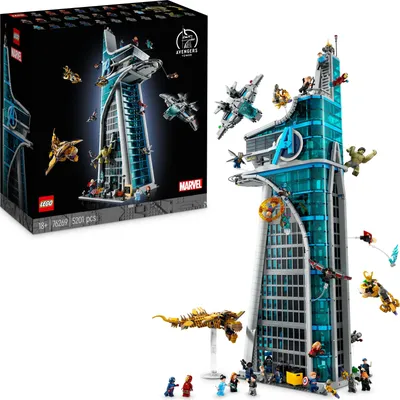 Produktbild von LEGO Marvel Avengers Tower Modellbausatz für Erwachsene – inkl. Quinjet-Flugzeug und 31 Minifiguren, 90 cm hoch, 5.201 Teile (Set 76269)
