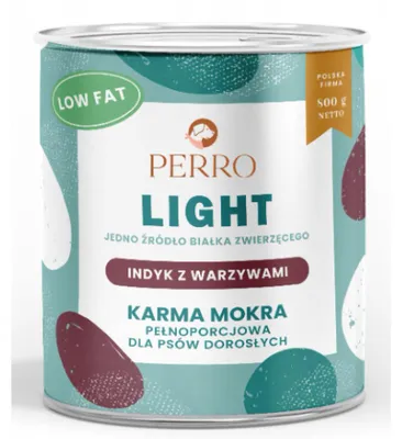 Zdjęcie produktu dla PERRO LIGHT Karma mokra dla psa Indyk z warzywami 800g