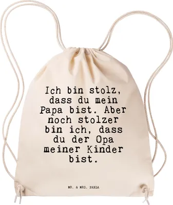 Produktbild von Mr. & Mrs. Panda gym tasche Ich bin stolz, dass... - Transparent - Geschenk, Großvater, stolz, Enkel Geburt, Jutebeutel, wander rucksack, schöner Spruch, Opa, Sprüche