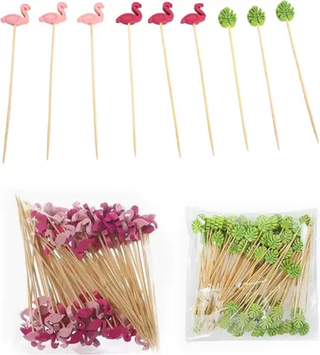 Productafbeelding van Cocktailspiesen voor snacks - Houten stokjes voor dranken - Levensmiddelen - Fruit - Desserts - Feestaccessoires - Bar - Verjaardag - Cocktails