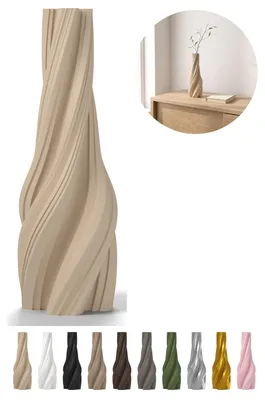 Image de Vase décoratif torsadé 18,2 cm, spirale en PLA – Beige