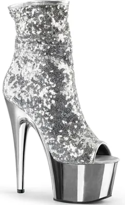 Produktbild von ADORE-1008SQ Damen Booties von Pleaser, Silber  , EU 40, US 10