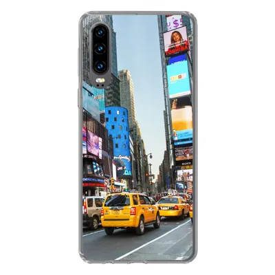 Produktbild von MuchoWow® Handyhülle Schutzhülle Hülle für Huawei P30 New York - Taxi - Gelb Silikon Softcase Handy Hülle - Kartenbesitzer