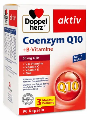 Zdjęcie produktu dla Witaminy Double Heart Koenzym Q10+B w kapsułkach 90 kapsułek