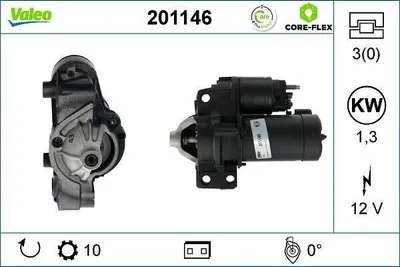 Image de VALEO 201146 Démarreur 1,3 kW pour RENAULT CLIO II (BB0/1/2, CB0/1/2) 12 V