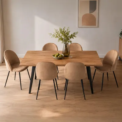 Image de Achito - Chaise, Beige, Lot de 6 Chaises