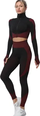 Produktbild von Stylisches Leggings und T-Shirt Set in Schwarz/Rot KP25036