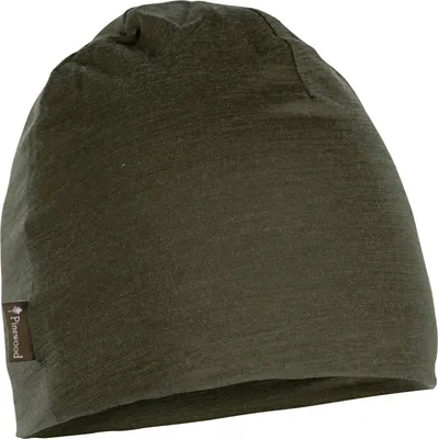 A green beanie is shown against a white background.