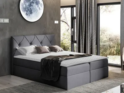 Obrázek produktu pro Americká manželská postel 200x200 LITZY 1 - šedá + topper