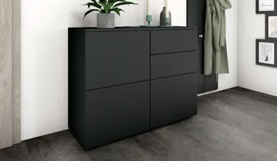 Produktbild von Kommode "Rova" 3-türig, schwarz-matt