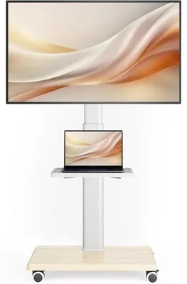 Image de Support TV mobile Azomor avec roulettes pour écrans de 27 à 65 pouces