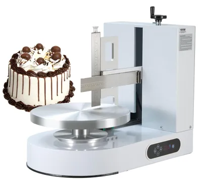 Produktbild von VEVOR Kuchen-Dekorationsmaschine, Kuchencreme-Verteilmaschine, leise Kuchen-Glasurmaschine, Drehteller mit verstellbarem Schaber, für 4" bis 12" Kuchen, 25-320RPM Drehgeschwindigkeit, Weiß, 6-14 in, Weiß-a