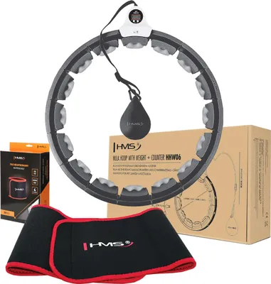 Obrázek produktu pro Sada masážní hula hoop HMS HHW06 se závažím a počítadlem a zeštíhlujícího pásu BR163 černá