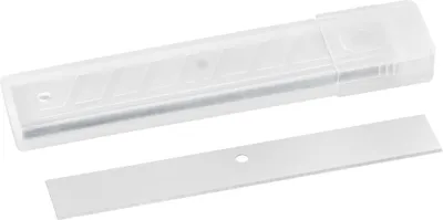 A spare blade and its plastic case are shown on a white background.