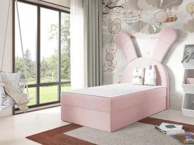 Obrázek produktu pro Dětská kontinentální postel 100x200 ZETKA - růžová, levé provedení + topper