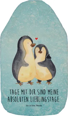 Produktbild von Mr. & Mrs. Panda Wärmekissen Pinguin umarmen - Eisblau - Geschenk, Wärmflasche, Hochzeitstag, Liebe, Wärmflaschen, Bettflasche, Hochzeit, naturkautschuk, wärmebeutel
