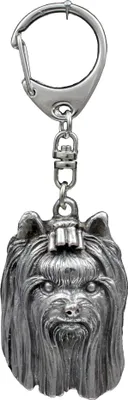 Zdjęcie produktu dla Yorkshire Terrier, York, Jork, Yorkie III - posrebrzany brelok do kluczy z psem, ozdoba torebki, zawieszka do plecaka marki Art-Dog