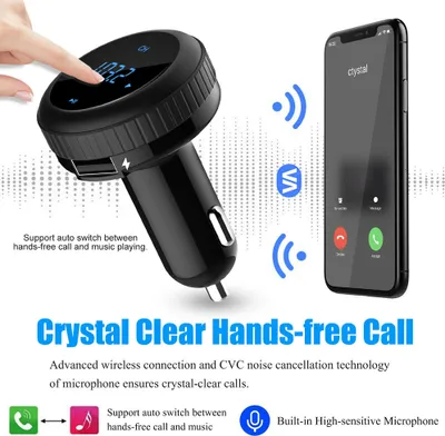 Image de Adaptateur radio Quick Charge 3.0 Wireless V4.2 Auto Smart Fm Transmitter USB Black Charger