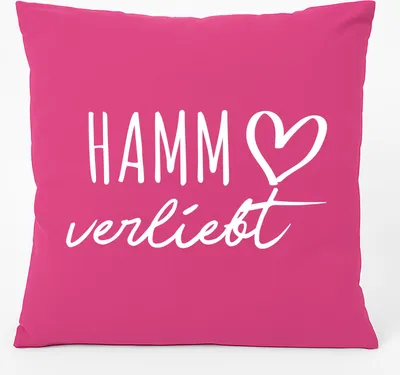 Produktbild von Huuraa Kissen Hamm verliebt 40x40cm mit Füllung Fuchsia Baumwolle Dekokissen Geschenkidee