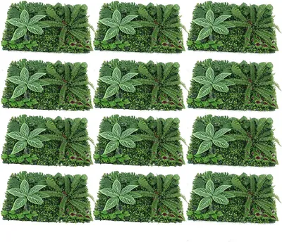 Obrázek produktu pro 12X Umělá rostlina stěna Falešný trávník Rostlinné listy Živý plot Tráva Mat Umělá zelená stěna Plotový panel 60 cm Faux kapradiny Listové rostlinné panely Svatební dekorace