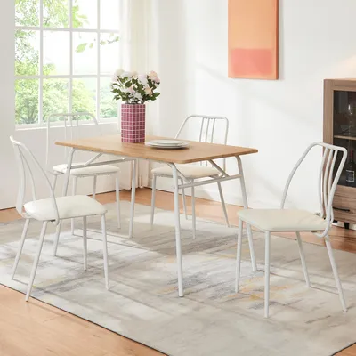 Produktbild von Essgruppe 'Omso' 5-tlg. Esstisch mit 4 Stühlen 110 x 70 cm rechteckige Tischplatte Eicheoptik/Weiß