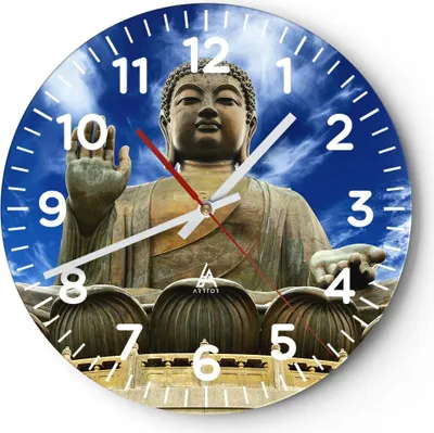 Produktbild von Wanduhr - Rund - Glasuhr - Asien buddha kultur - 40x40cm - Schleichendes Uhrwerk - Lautlos - zum Aufhängen bereit - Dekoration Modern - Wanddekoration aus Glas - C4AR40x40-2114