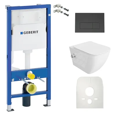 Produktbild von GEBERIT Geberit Duofix Basic Vorwandelement + Wand-WC Tiefspül Parana Becken Weiß Spülrandlos + Bedienplatte Delta 25 für Doppelspülung