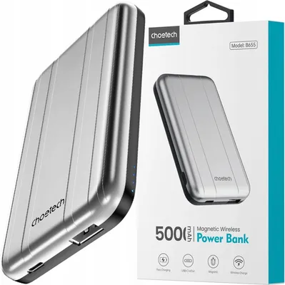 Image de Choetech B655 Mini Powerbank Inductive Magsafe Usb-A / Usb-C 5000Mah - Argent