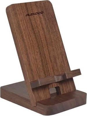 Produktbild von Walnut Wooden Telefon Standard - Portable Desktop Telefonhalter für Büro und Büro - Kompatibel mit iPhone und allen Mobiltelefonen