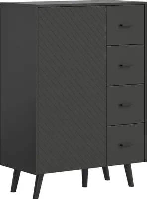 Produktbild von Kommode >Linea< 4 Schübe, 1 Tür, in grau - 84x114x37cm (BxHxT)