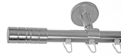Produktbild von Innenlauf Gardinenstange Edelstahl Look 20mm Deckenträger Deckenbefestigung 1-läufig Zylinder, Länge wählbar D30 E34