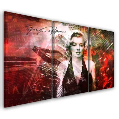 Produktbild von Triptychon auf leinwand rote menschen 60x40 cm Feeby rot wandbild bereit zum aufhängen